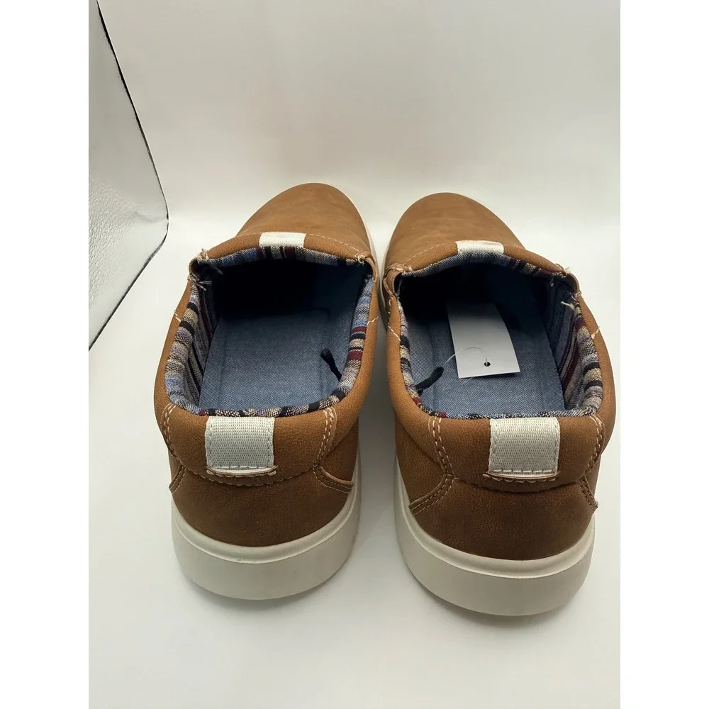 IZOD Jackson Slip On Sneakers Mens 11 Brown Memory Foam Casual Shoes 1535508